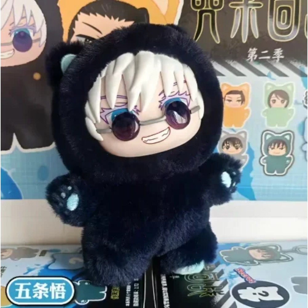 Anime Cosplay Shop - 呪術廻戦 五条悟 ぬいぐるみ 可愛い猫耳パーカー着たぬいぐるみ アニメフィギュア コレクターズアイテム