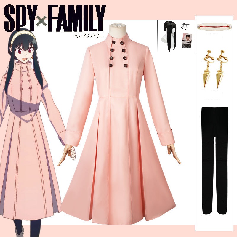 Anime Cosplay Yor - スパイXファミリー ヨル・ブライア コスプレ衣装 アニメ服 花のヘアピン＆ペンダント付き 女性用