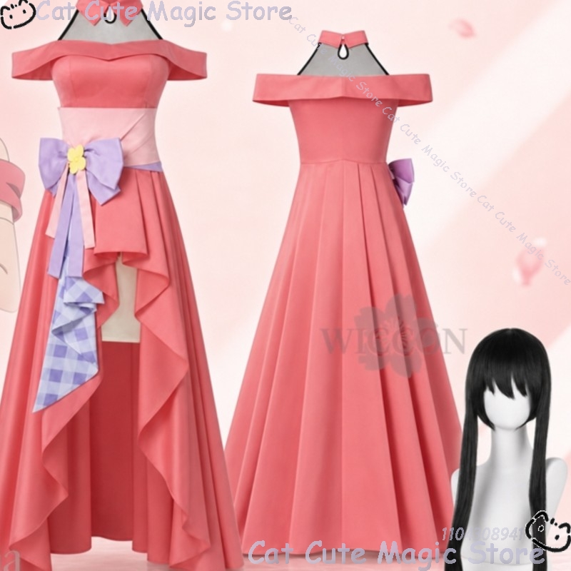 Anime Cosplay Yor - ヨル・フォージャー コスプレ エクストラミッションII 新衣装 エレガントなピンクのドレス リボン付き