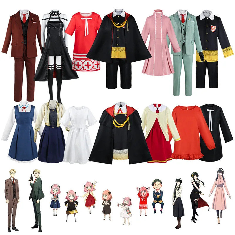 Anime Cosplay Yor - アニメスパイXファミリーコスプレ衣装キラーカップルトワイライトグリーンスーツロイドヨールフォージャーブラックドレスハロウィンパーティー服a;6'x、9;