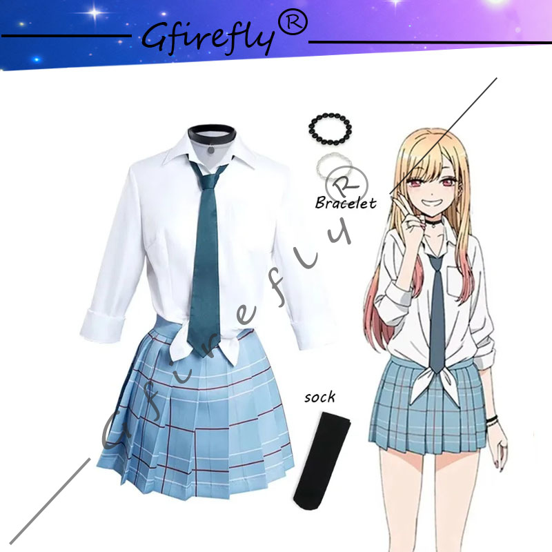 Anime Cosplay Marin - マイドレスアップダーリンマリンキタガワアニメコスプレ衣装、制服、スカート衣装、ウィッグとブレスレット、ハロウィンカーニバルスーツ、小道具