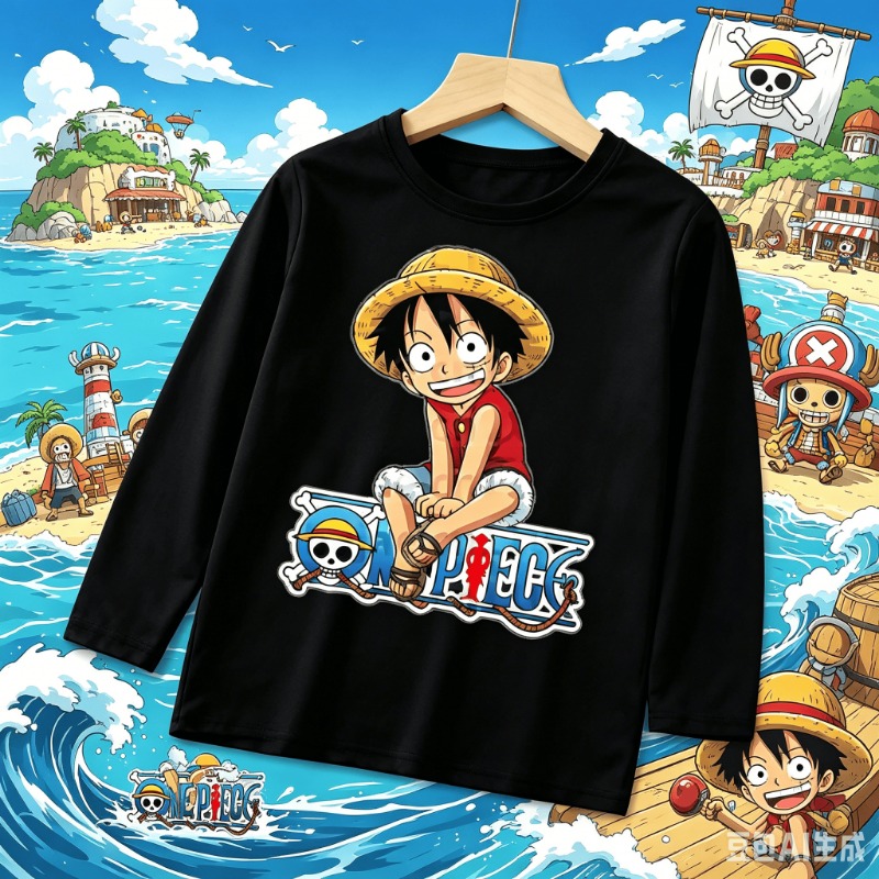 Anime Cosplay Toddler - ワンピース春ストリートウェア Tシャツボーイズ薄い長袖プルオーバーかわいいゲーム役割子供スポーツ O ネック服幼児アニメトップス