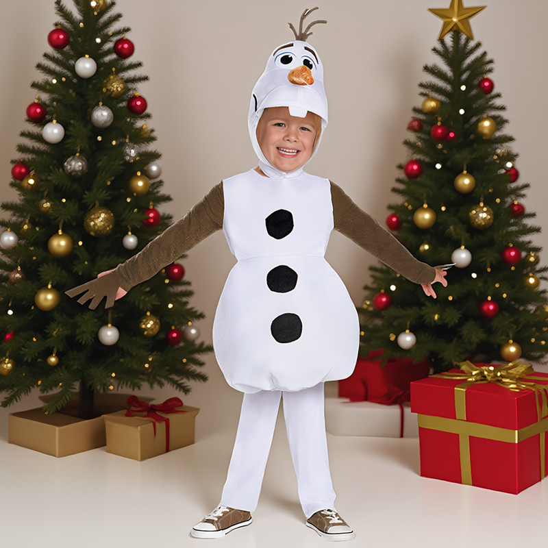 Anime Cosplay Toddler - 新年のオラフキャラクターコスチューム 子供用 幼児用 アニメファンタジーパーティー衣装 クリスマスパフォーマンスコスチューム 帽子とベスト付き
