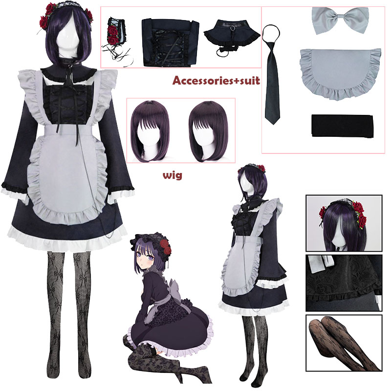 Anime Cosplay Marin - コミックマイドレスアップダールコスプレ衣装北川マリンガールウィッグストッキングドレスセクシーメイド制服フルセットハロウィンカーニバル用