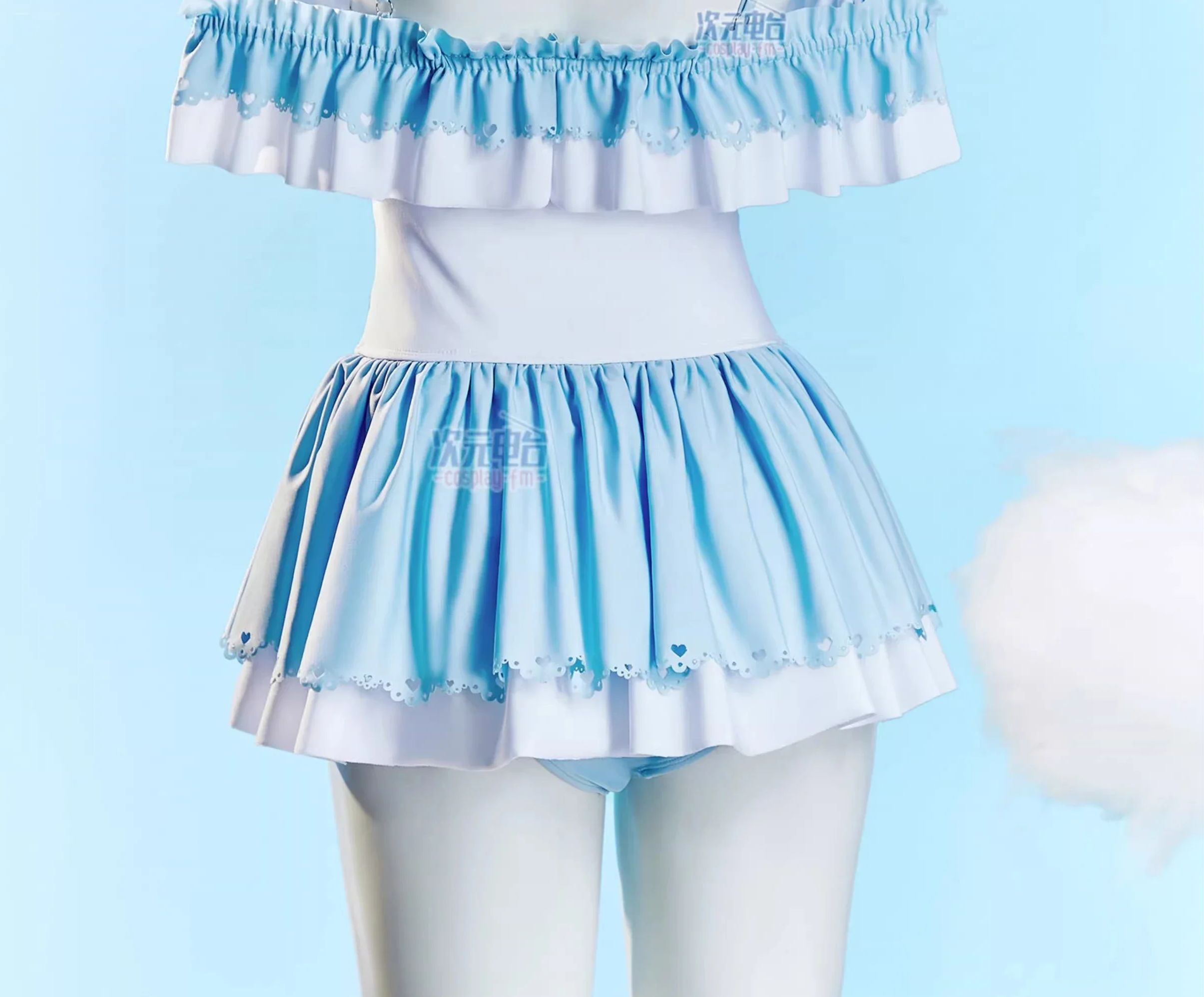 Anime Cosplay Girls - シナモロール コスプレ衣装 かわいい女の子用控えめワンピース水着 取り外し可能なパッド付き 温泉水泳用 1/3
