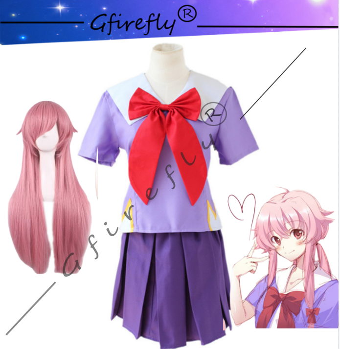 Convention Cosplay Anime - 未来日記 アニメキャラクター 桃井優乃の紫色の制服 セーラー服 コスプレ ハロウィンコスチューム