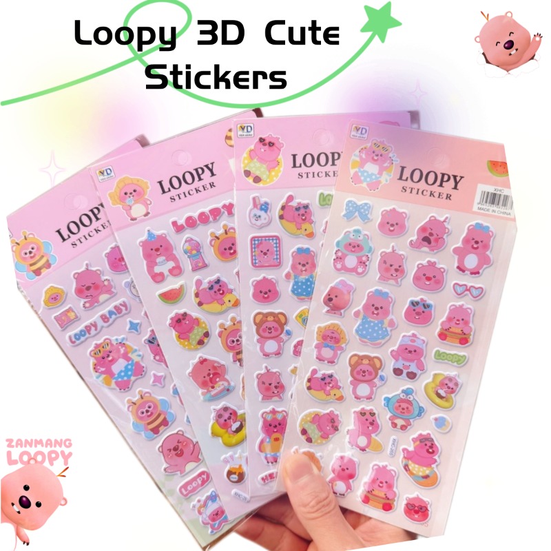 Anime Cosplay Diy - 新しいポロロアニメのかわいいループ状3Dフォームステッカー、素敵な漫画風ステッカー、DIYスマホケース、机や日記帳のデコレーションに