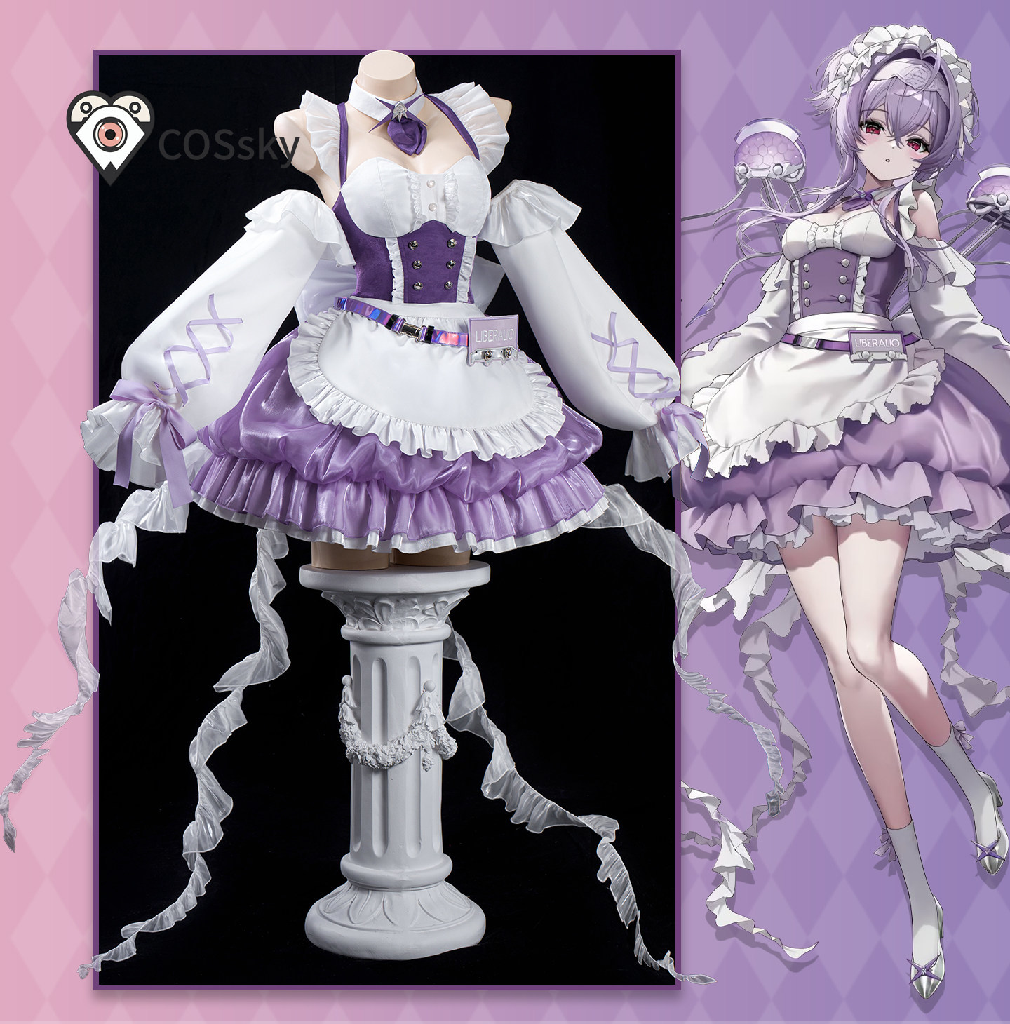 Anime Cosplay Shop - リベラリオコーヒーショップメイドドレスコスプレ衣装ゲームニッケロリータドレス小道具ハロウィンパーティー女性セクシーなリベラリオ新しい制服
