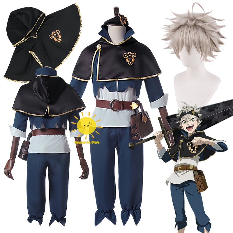 Anime Cosplay To Buy - アニメブラッククローバーコスプレアスタコスプレ衣装トップスパンツショールバッグヘッドバンドアスタスーツウィッグハロウィンカーニバルcos成人男性