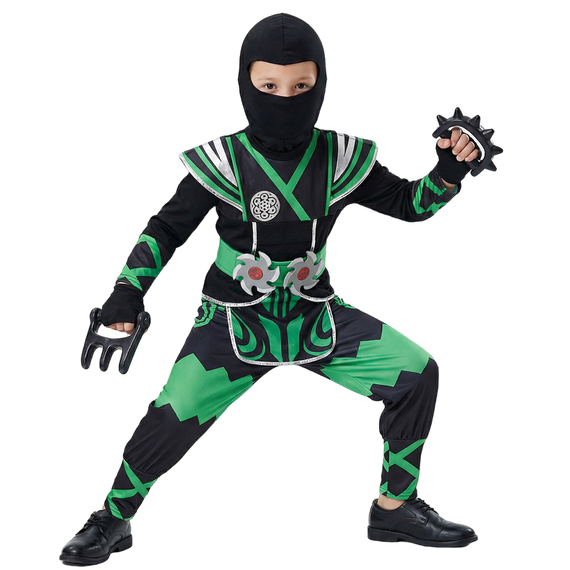 日本の忍者コスチュームセット 子供用 グリーンサムライドレス - Anime Cosplay To Buy のレビューと価格