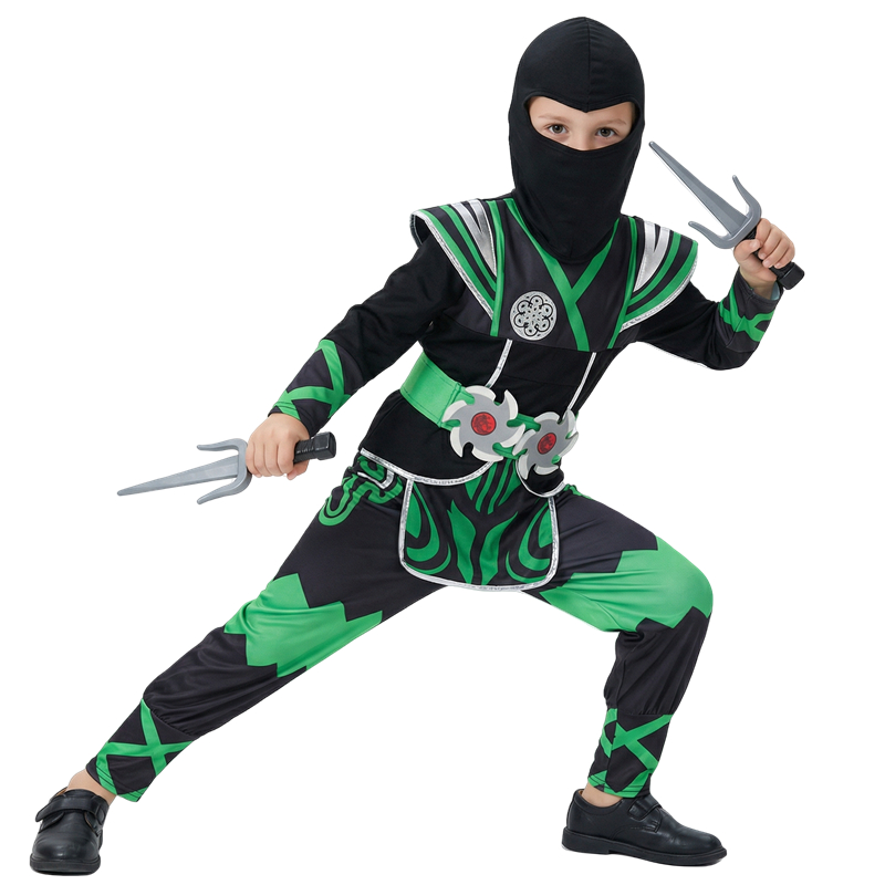 日本の忍者コスチュームセット 子供用 グリーンサムライドレス - Anime Cosplay To Buy のレビューと価格