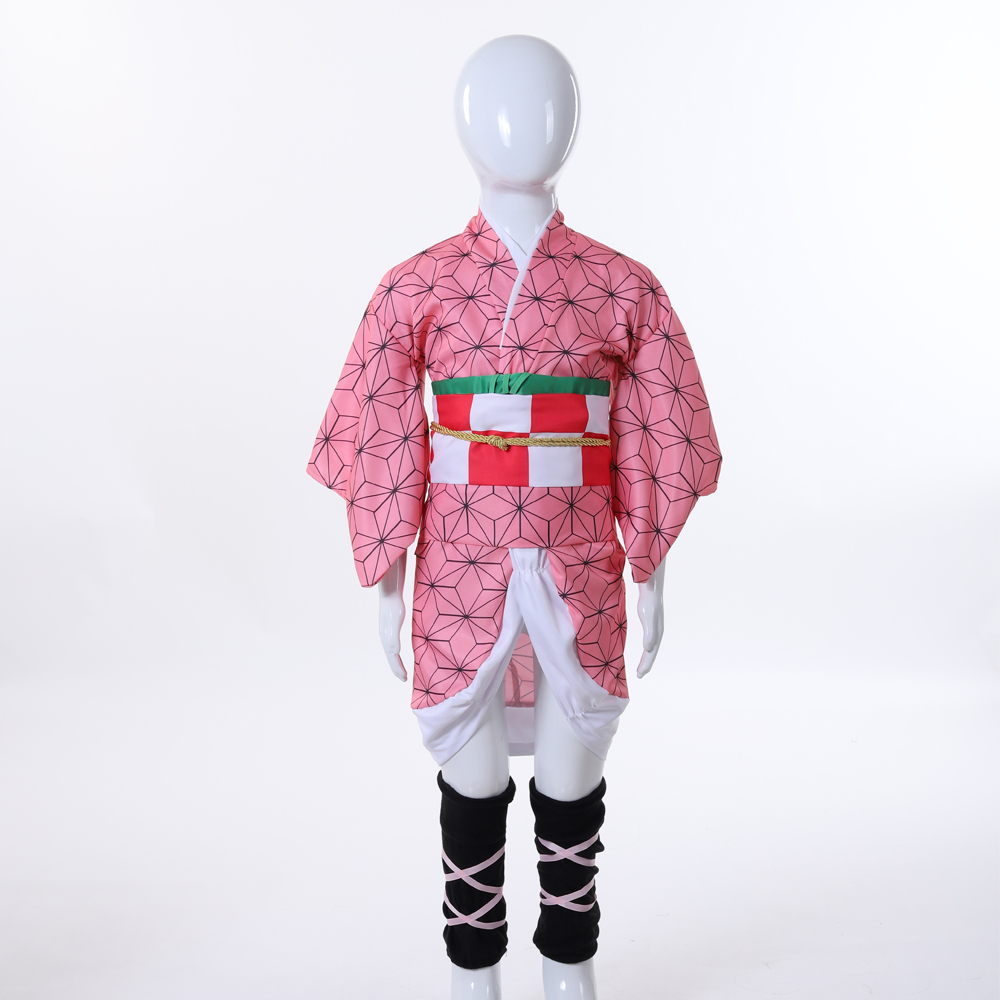 竈門禰豆子コスプレセット 日本風着物 ピンク着物 竹製口枷付 - Convention Cosplay Anime のレビューと価格