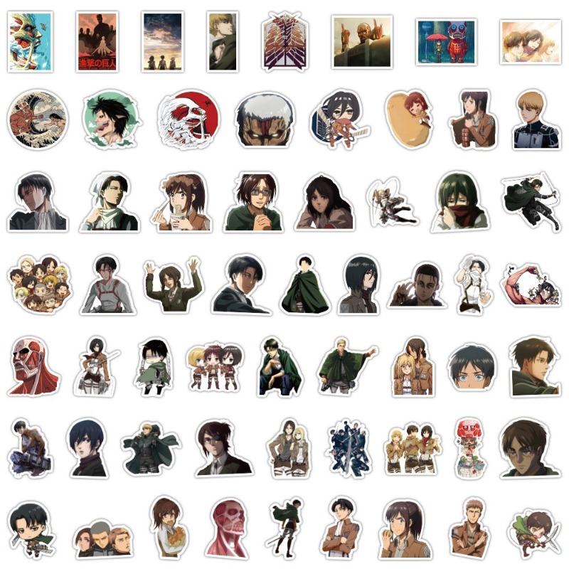 60枚入り 進撃の巨人 アニメステッカー かわいい 防水デカ - Anime Cosplay Diy のレビューと価格