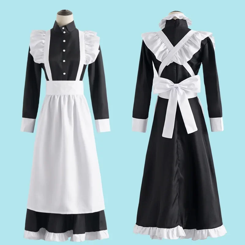 クラシックブラックホワイトメイド英国スタイルパールスレッドロ - Anime Cosplay Shop のレビューと価格