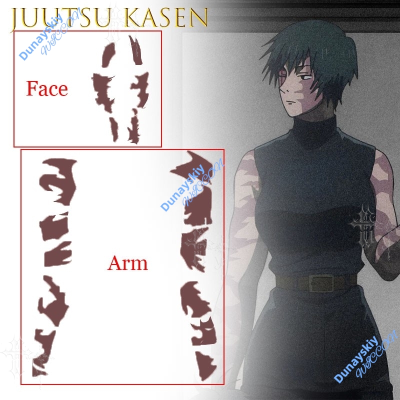 アニメ呪術廻戦禪院マキ一時的なタトゥーデカール使い捨てボディ - Anime Cosplay Face のレビューと価格